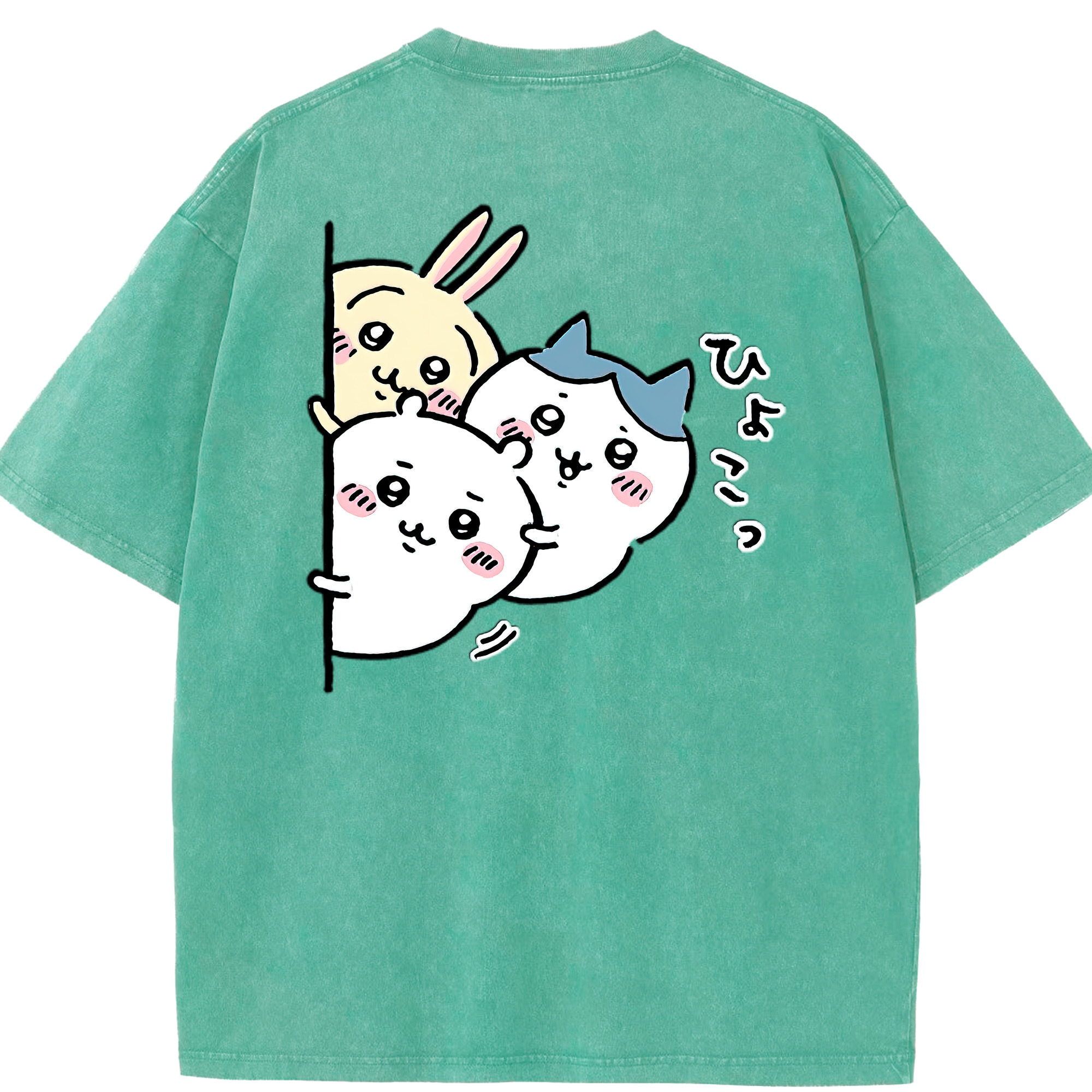（画像用） ちいかわ うさぎ Chii-kawa usagi 綿100% ヴィンテージ風 半袖Tシャツ（背面プリント）
